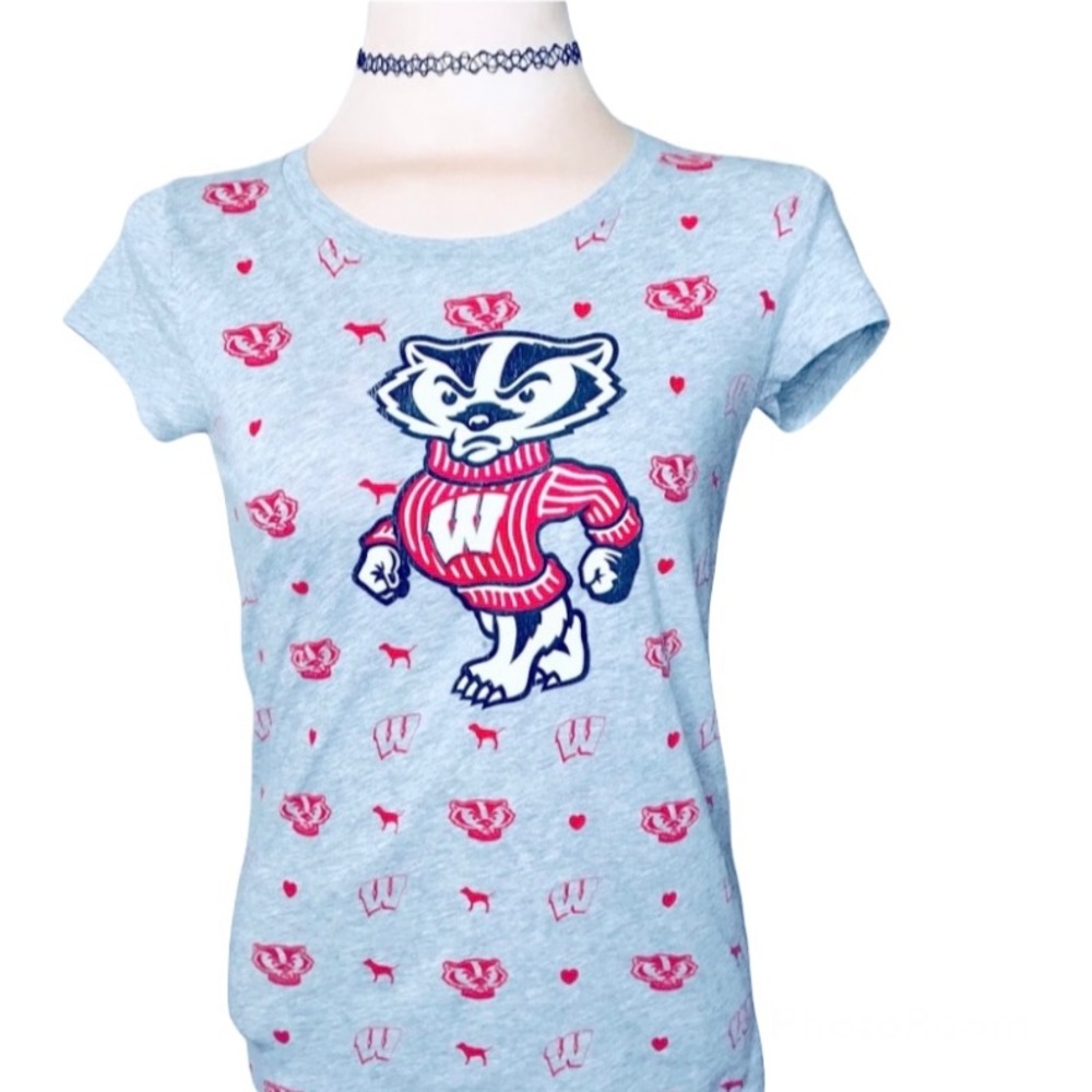 Victorias Secret Pink Wisconsin Badgers Y2K football team tee gray Medium